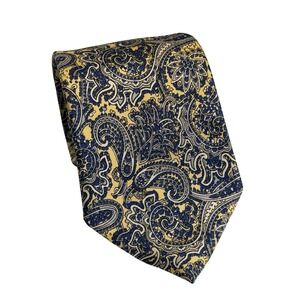 Bambridge Necktie Yellow Blue Grey Paisley Pattern Classic Formal Mens Accessory